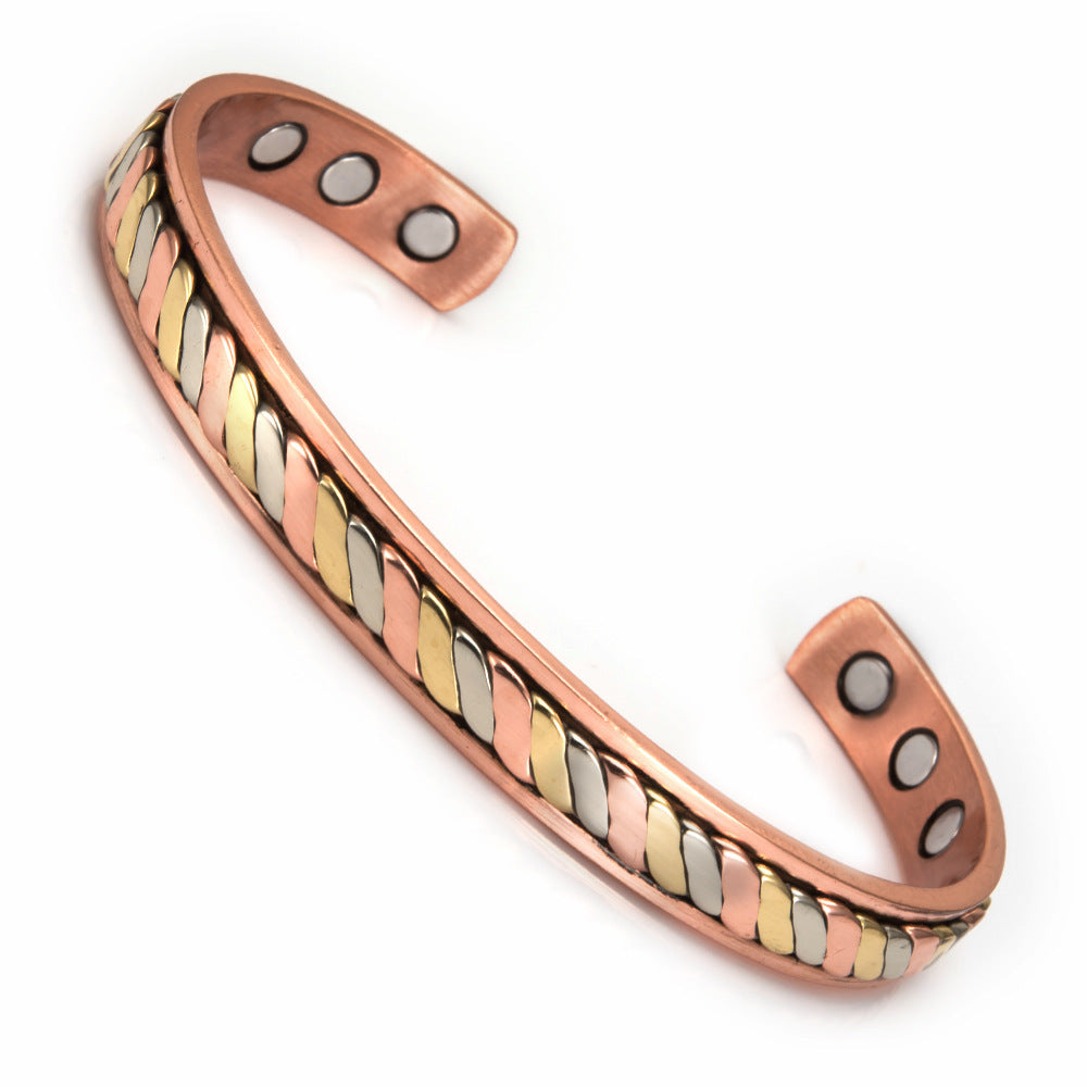 Magnetic Red Copper Adjustable Retro Ring Bracelet Suit