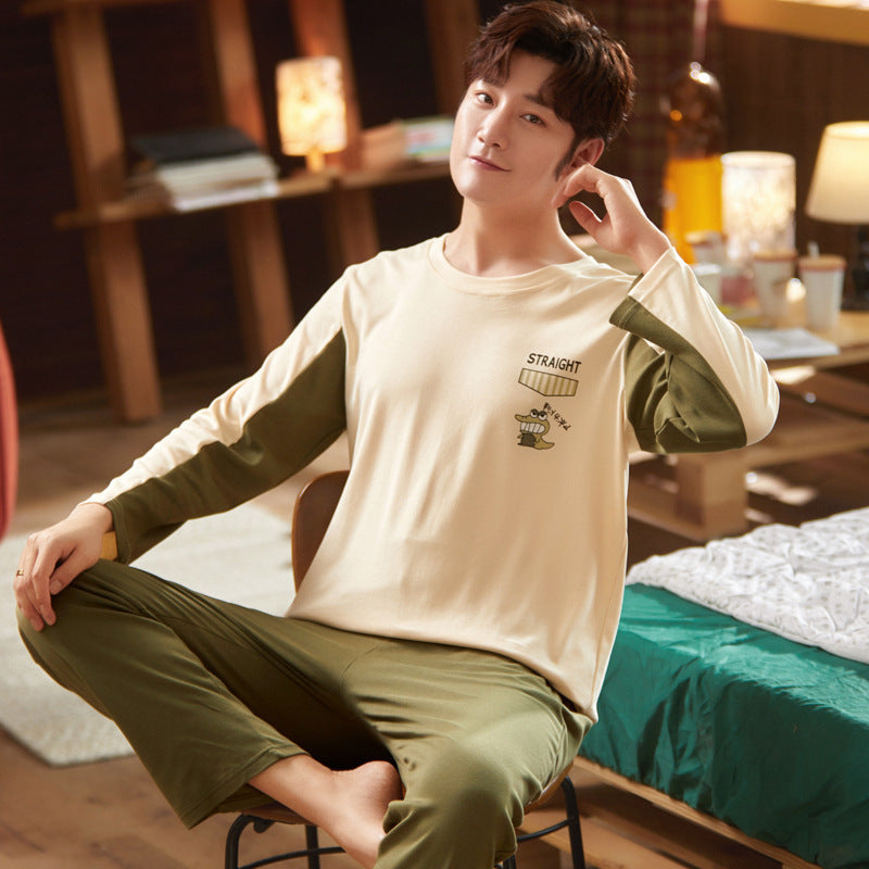 Peter Beauties Men'S Pyjamas Spring Autumn Korean Youth Pure Cotton