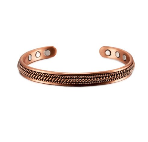 Magnetic Red Copper Adjustable Retro Ring Bracelet Suit