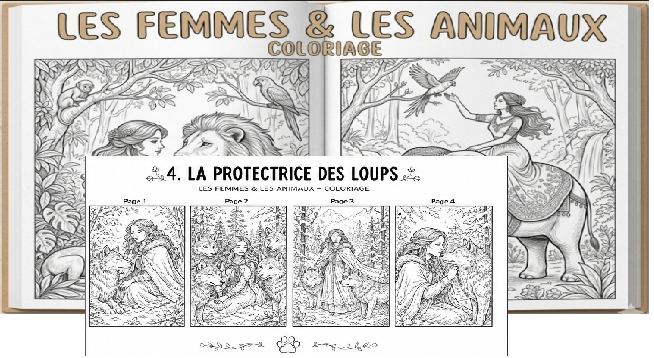 Women & Animals Coloring Book