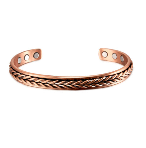 Magnetic Red Copper Adjustable Retro Ring Bracelet Suit