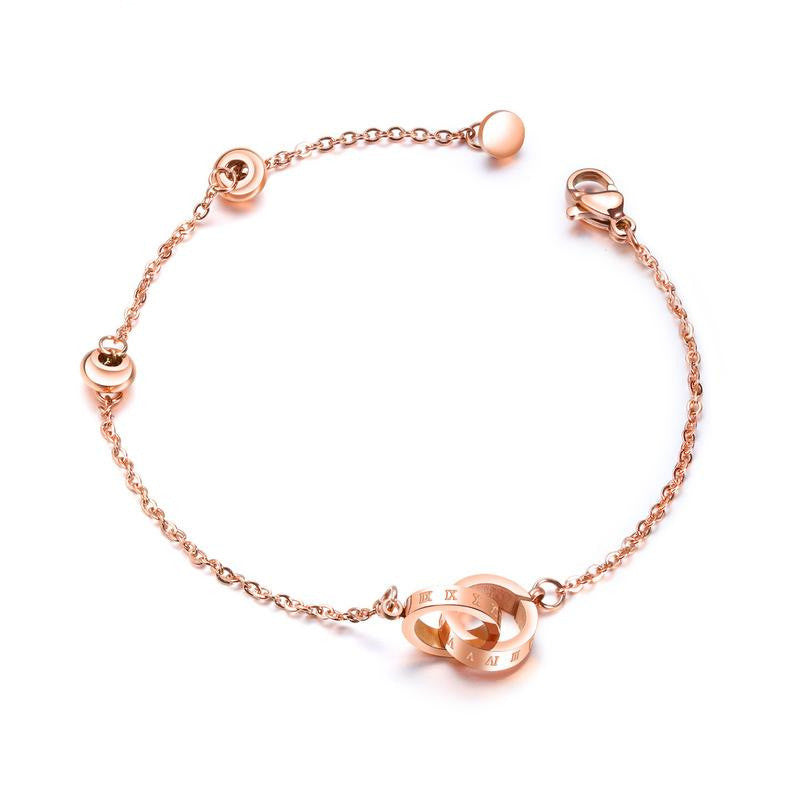 Digital Double Ring Ring Rose Gold Bracelet