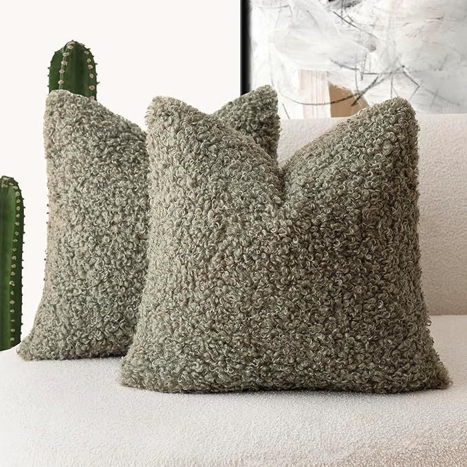 Ins Style Faux Cashmere Pillow Solid Color Curly Pillow Cover