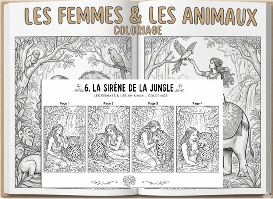 Women & Animals Coloring Book