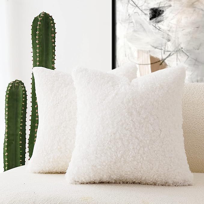 Ins Style Faux Cashmere Pillow Solid Color Curly Pillow Cover