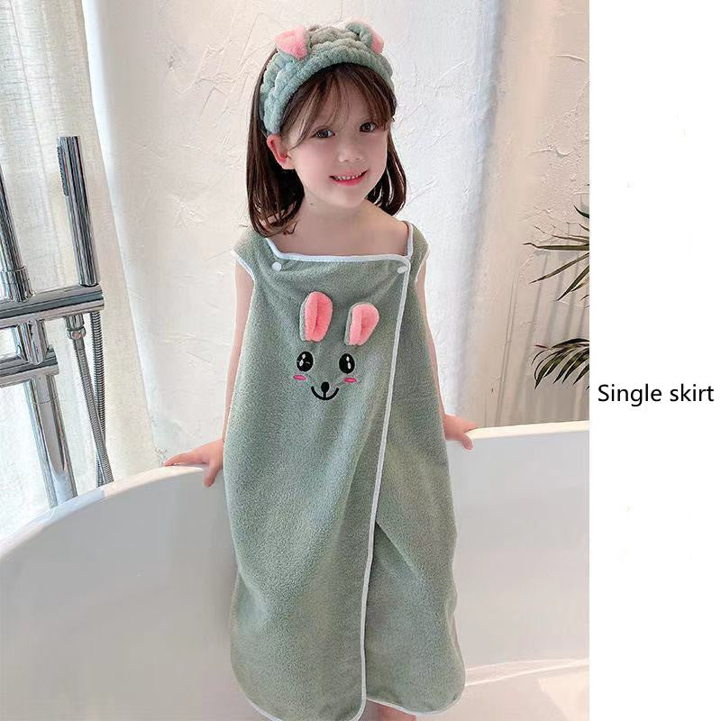 Childrens bathrobe, bath towel, super soft wrapped shower skirt, suitable for girls aged 3-15