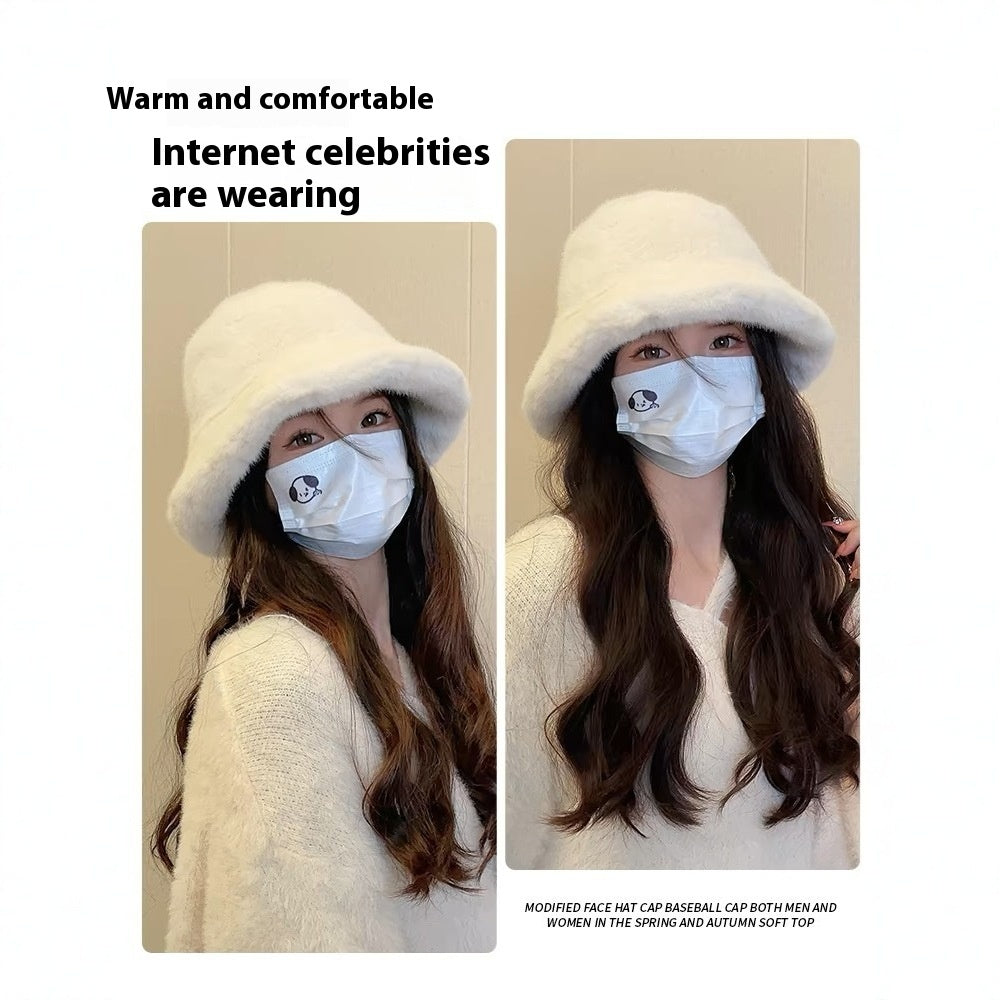 Plush Bonnet Children's Fleece-lined Bucket Bucket Hat